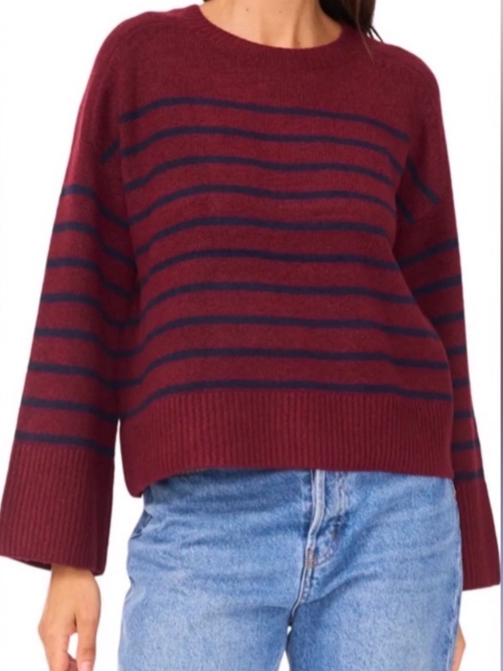 1.State Stripe Wide Sleeve Sweater